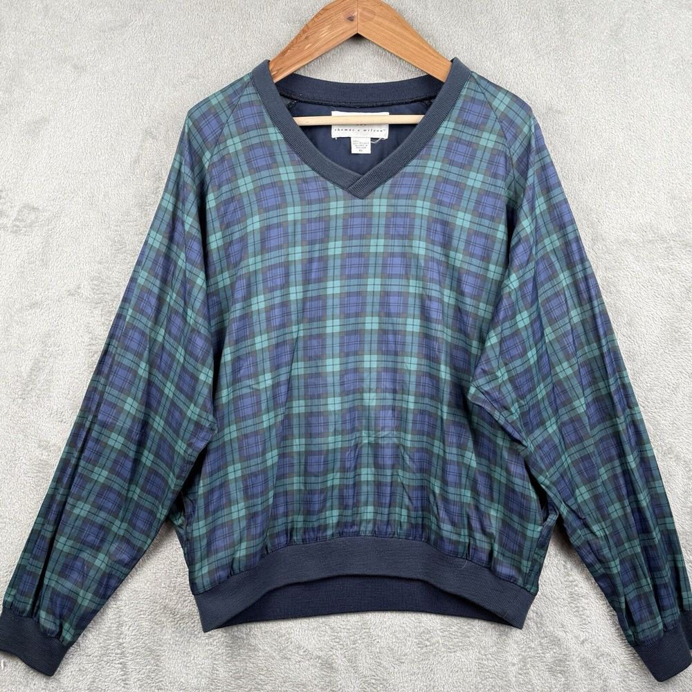 Thomas E Wilson Golf Windbreaker Pullover Jacket Mens XL Tartan‎ Plaid VTG 90s